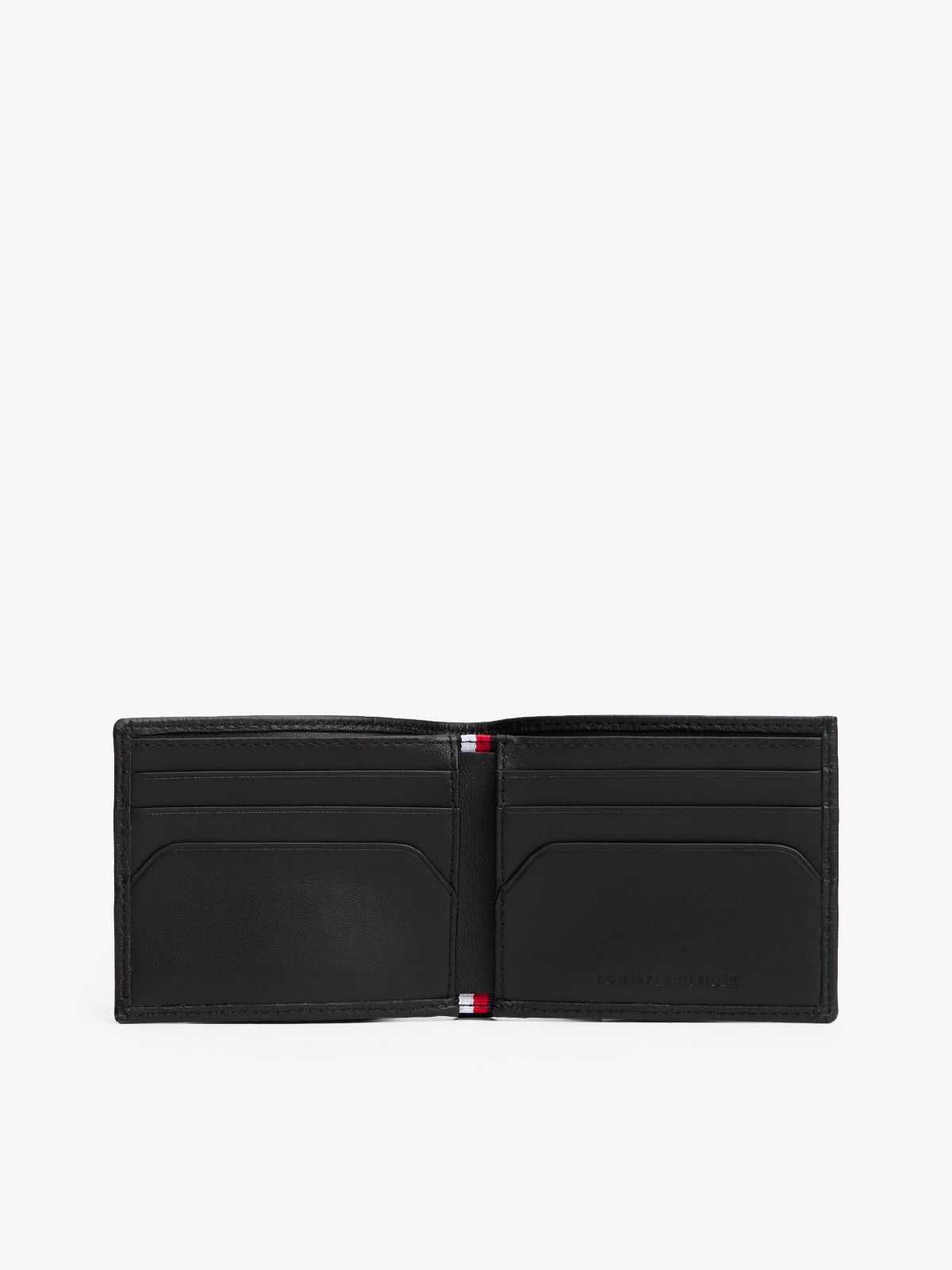 Hilfiger Flag Leather Bifold Credit Card Wallet — Black