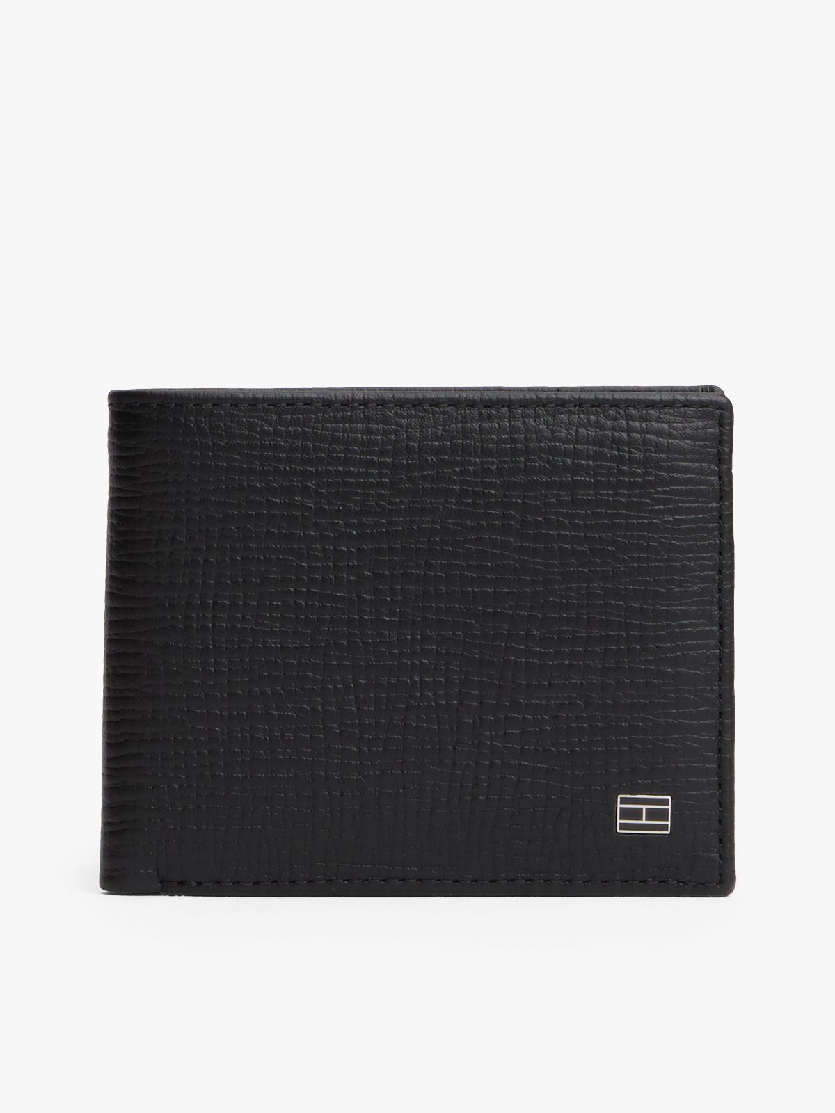 Hilfiger Flag Leather Bifold Credit Card Wallet — Black