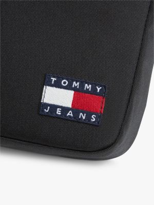 schwarz essential crossbody-reportertasche für herren - tommy jeans