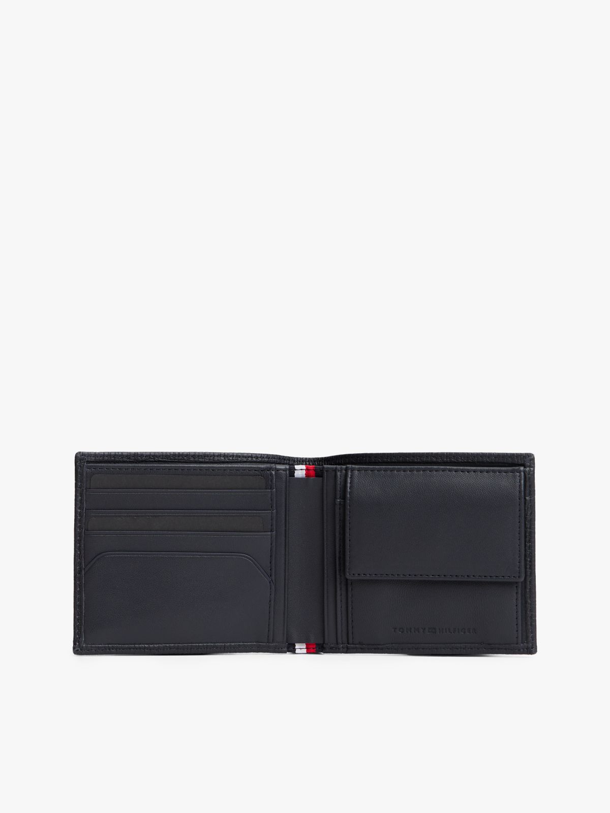 Hilfiger Flag Leather Card And Coin Bifold Wallet — Blue