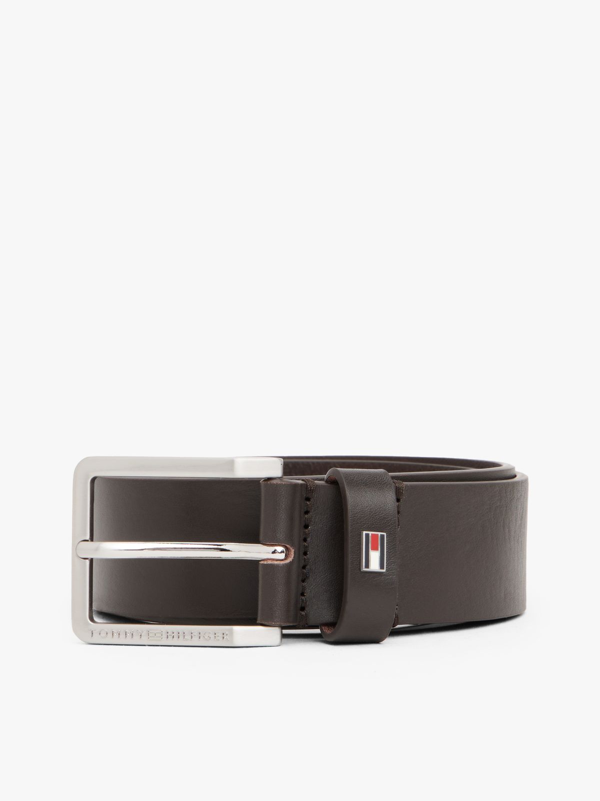 Enamel Flag Leather Belt — Brown