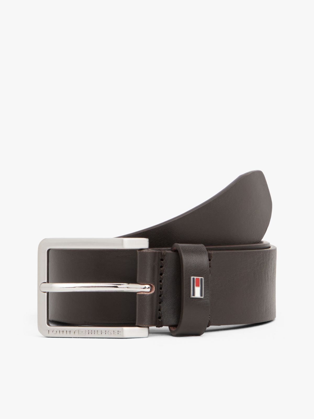 Enamel Flag Leather Belt — Brown