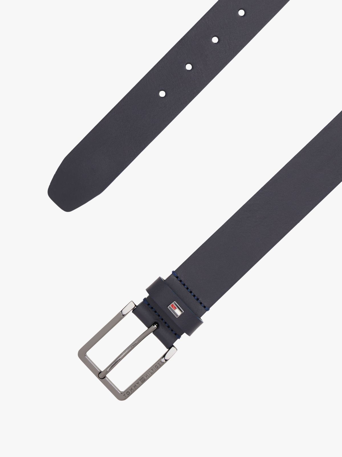 Enamel Flag Leather Belt — Blue