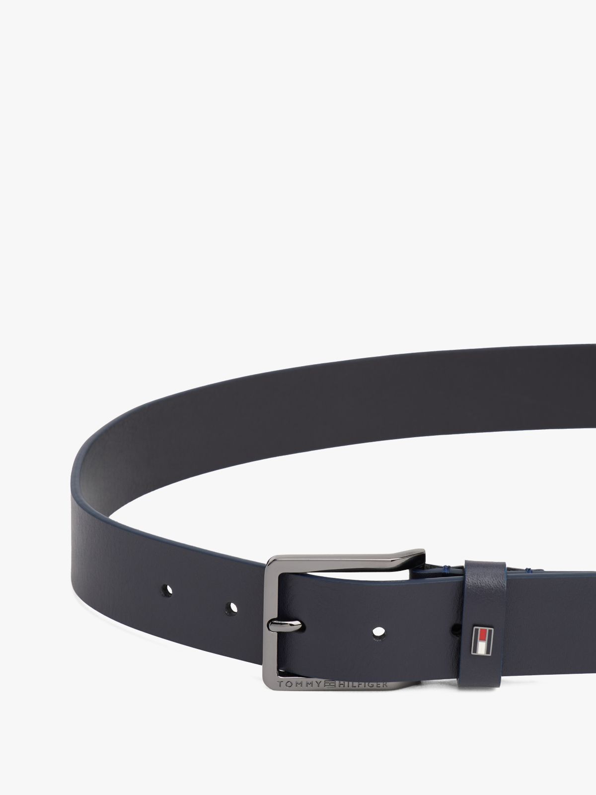 Enamel Flag Leather Belt — Blue