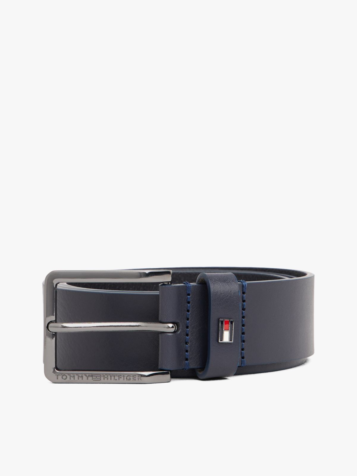 Enamel Flag Leather Belt — Blue