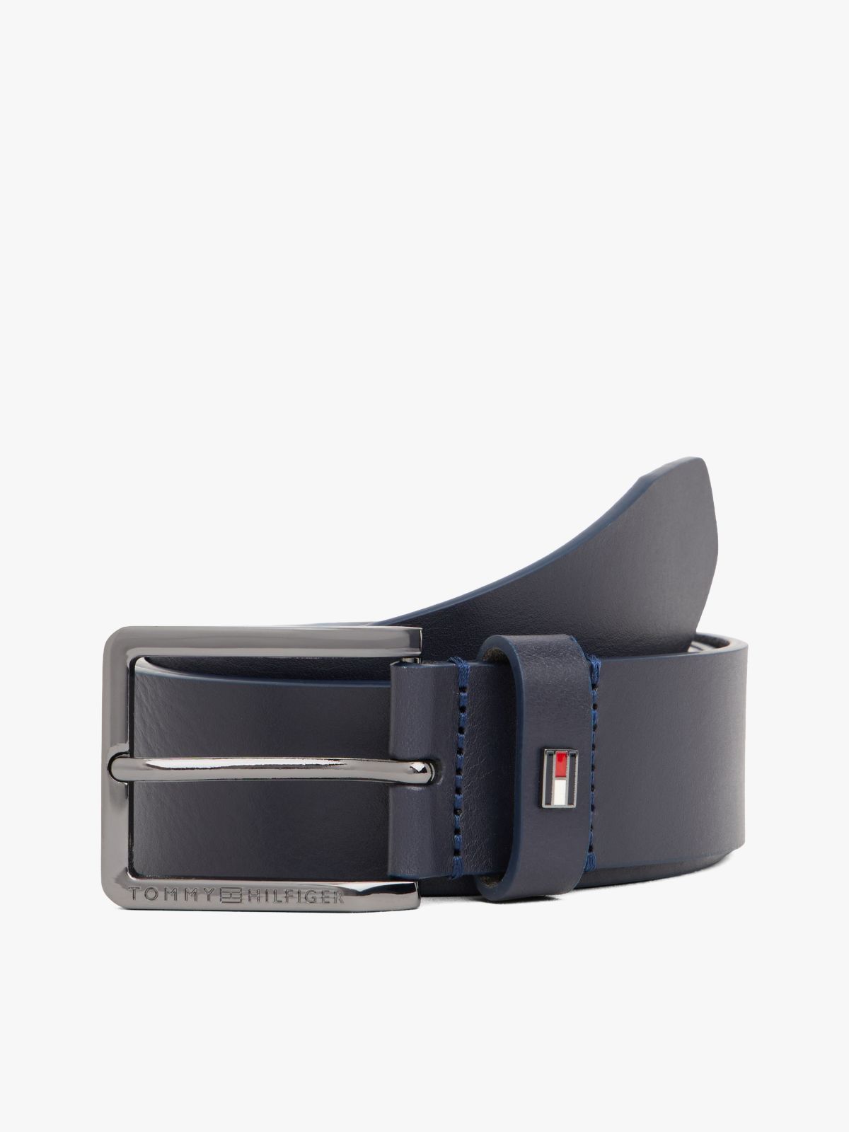 Enamel Flag Leather Belt — Blue
