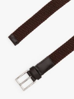 Woven Leather Webbing Square Buckle Belt — Brown 2