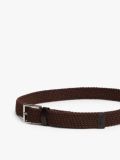 Woven Leather Webbing Square Buckle Belt — Brown 3