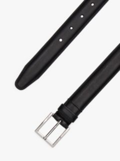 Square Buckle Leather Belt — Black 2