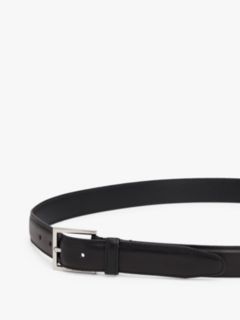 Square Buckle Leather Belt — Black 3