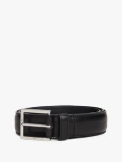 Square Buckle Leather Belt — Black 4