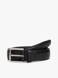 Square Buckle Leather Belt — Black 1