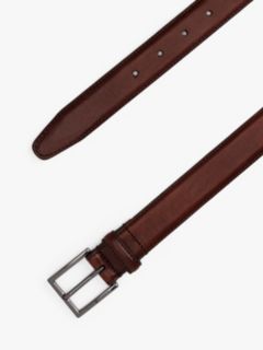 Square Buckle Leather Belt — Brown 2