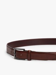 Square Buckle Leather Belt — Brown 3