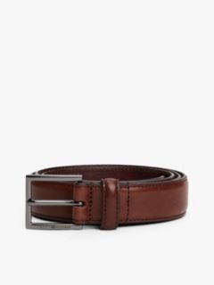 Square Buckle Leather Belt — Brown 4