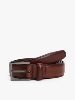 Square Buckle Leather Belt — Brown 1