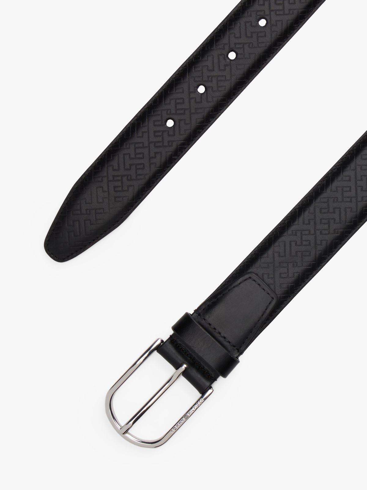 TH Business Monogram Leather Belt — Black