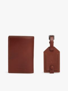 Leather Passport Holder And Luggage Tag Set — Brown 2