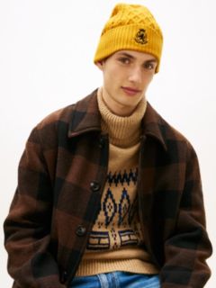 TH Crest Cable Knit Beanie — Yellow 4