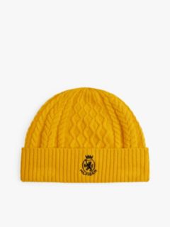 TH Crest Cable Knit Beanie — Yellow 1
