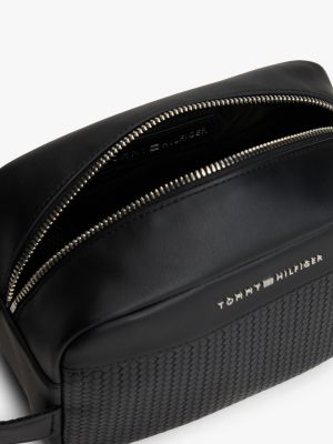 zwart toilettas met metalen logo voor heren - tommy hilfiger