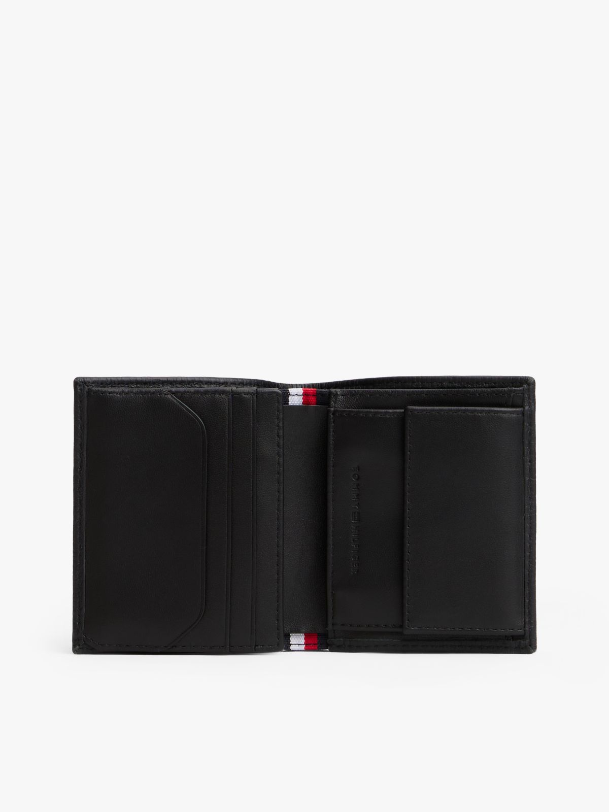 Hilfiger Flag Leather Trifold Wallet — Black