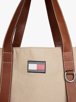 beige the runway collection canvas tote bag for men tommy hilfiger