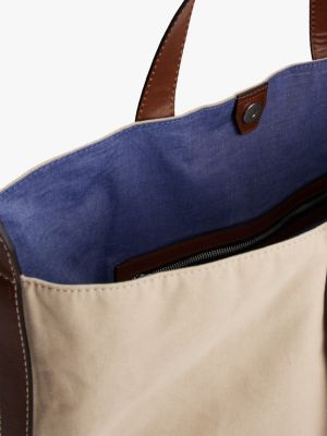 beige the runway collection canvas tote bag for men tommy hilfiger