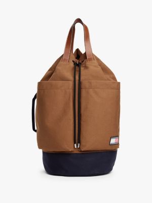 brown the runway collection canvas sling backpack for men tommy hilfiger