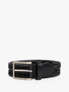 Woven Leather Square Buckle Belt — Black 4
