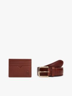 TH Crest Leather Belt And Card Holder Gift Box — Burgundy 2