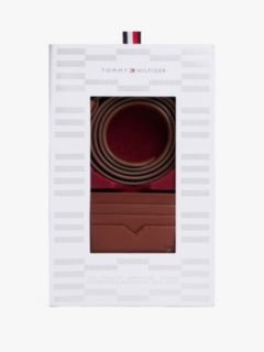 TH Crest Leather Belt And Card Holder Gift Box — Burgundy 1