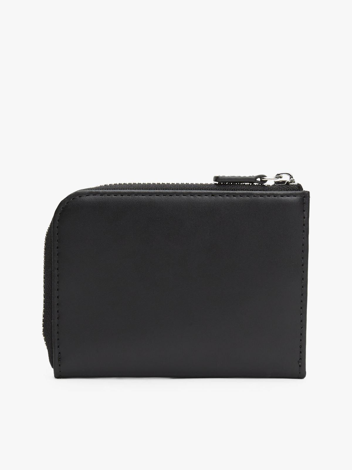 Hilfiger Flag Ribbed Leather Zip-Around Wallet — Black