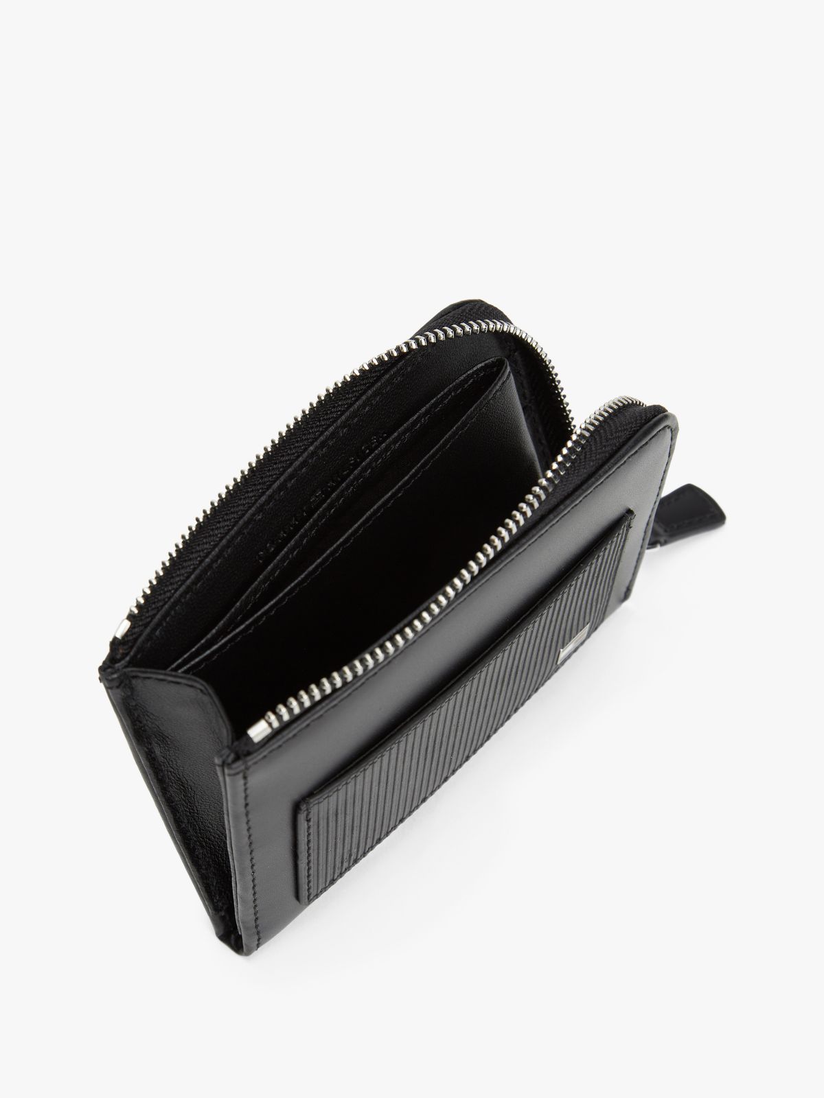 Hilfiger Flag Ribbed Leather Zip-Around Wallet — Black