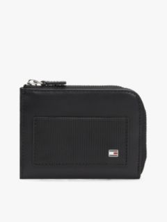 Hilfiger Flag Ribbed Leather Zip-Around Wallet — Black 1