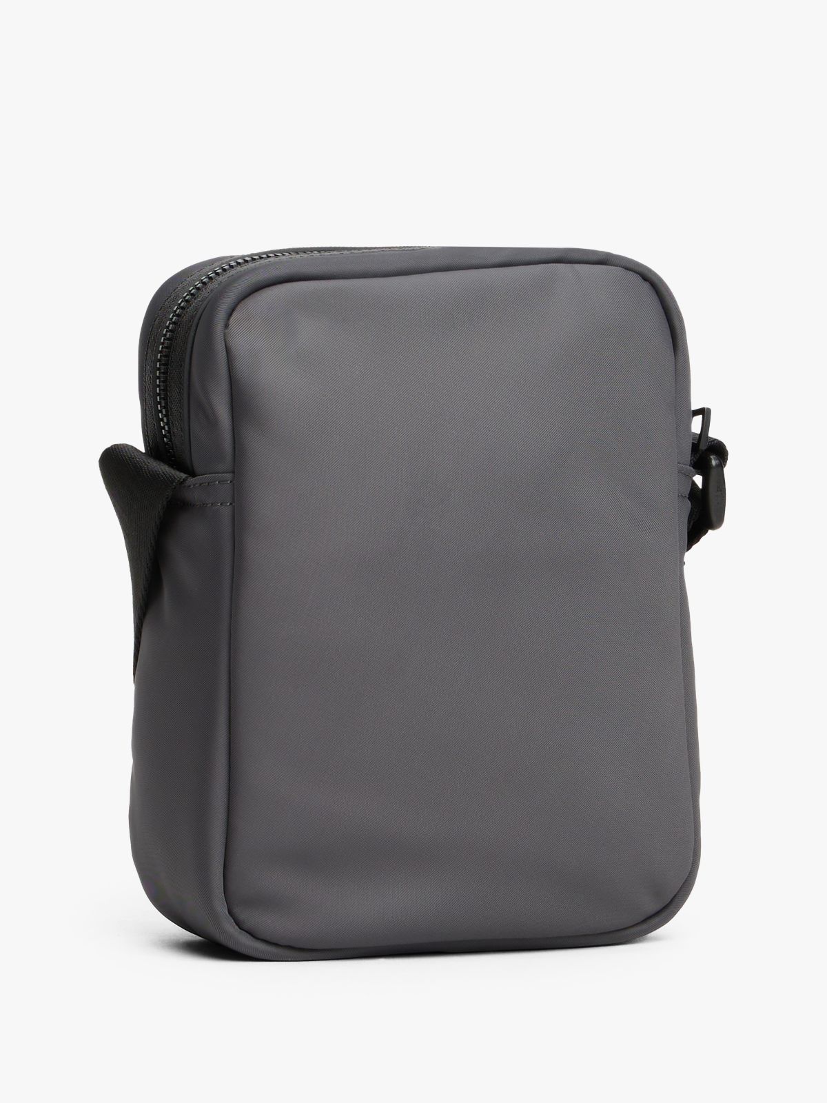 Textile Logo Patch Crossbody Reporter Bag — Grey