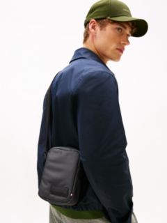 Textile Logo Patch Crossbody Reporter Bag — Grey 5