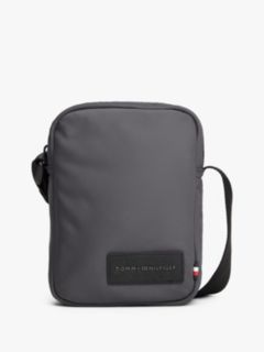 Textile Logo Patch Crossbody Reporter Bag — Grey 1