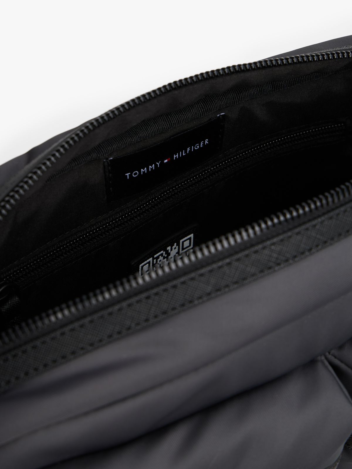 Textile Logo Patch Crossbody Reporter Bag — Grey