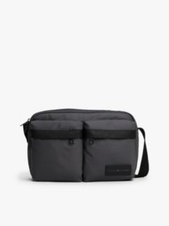 Textile Logo Patch Crossbody Reporter Bag — Grey 1