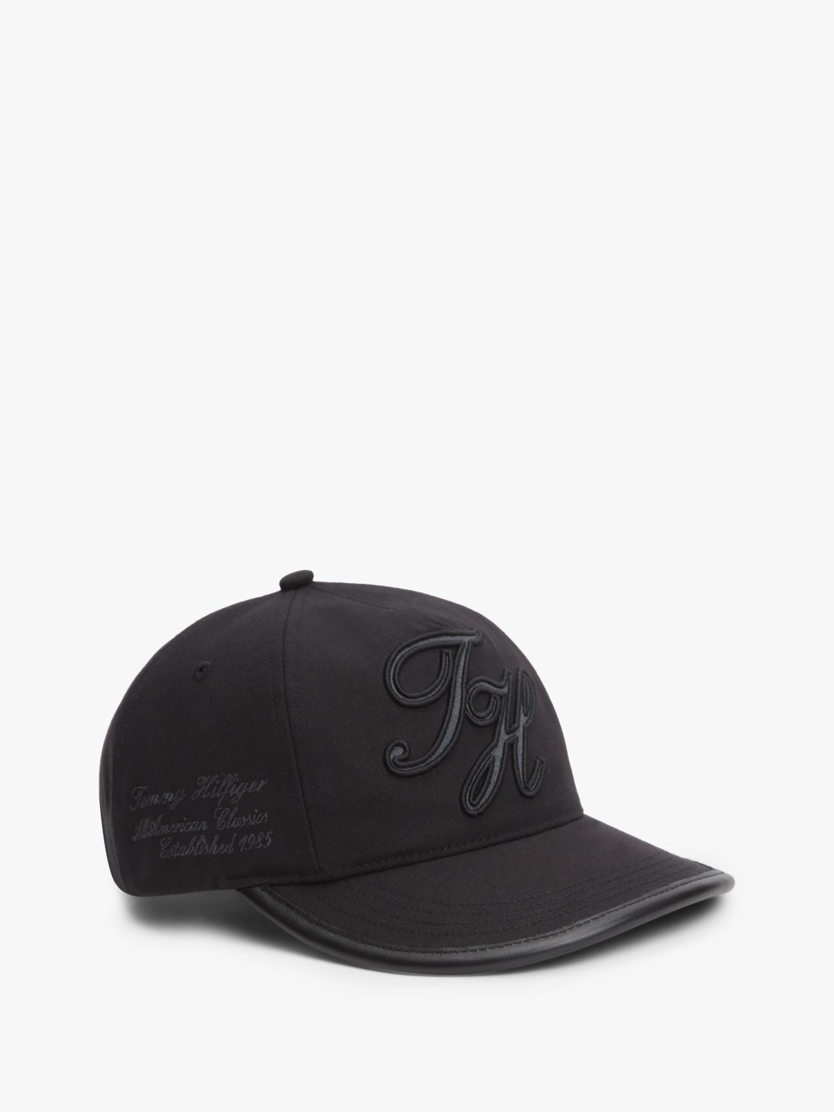Logo Embroidery Five-Panel Baseball Cap — Black