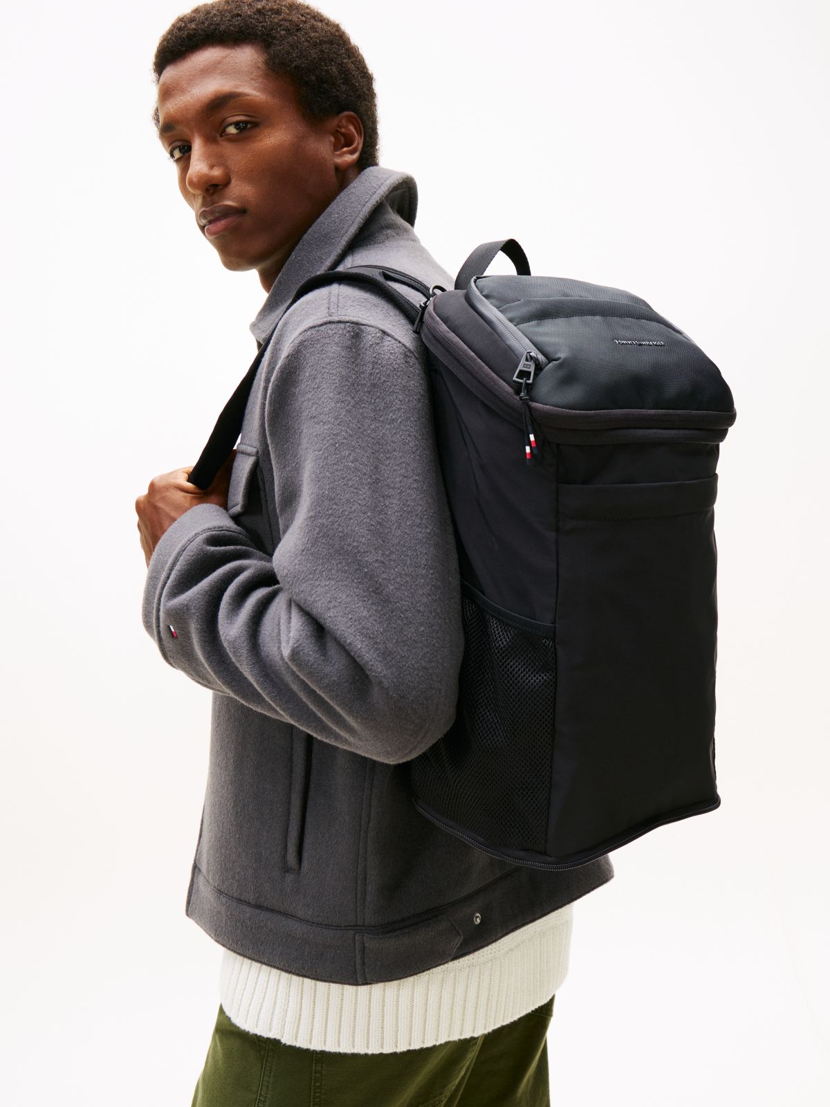 Textile Logo Packable Backpack — Black