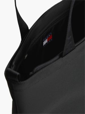 black essential repeat logo tote bag for men tommy jeans