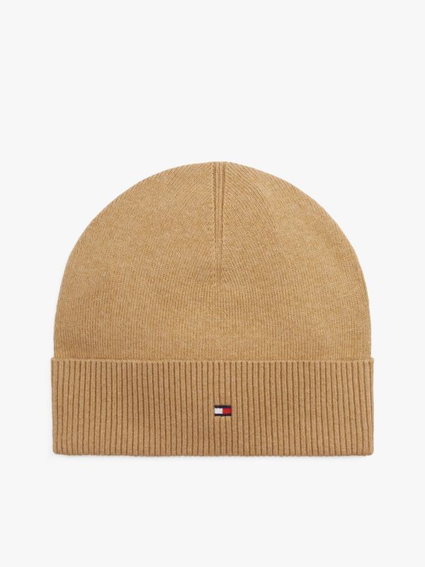 Hilfiger Flag Lightweight Beanie With Cashmere — Beige