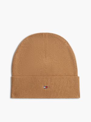 berretto leggero hilfiger flag con cashmere brown da uomini tommy hilfiger
