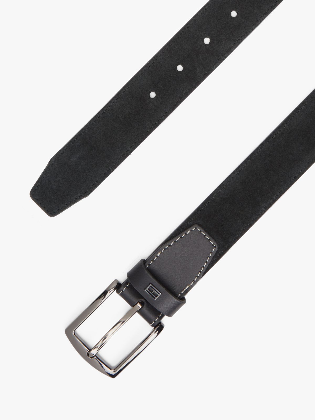 Denton Flag Plaque Suede Belt — Black