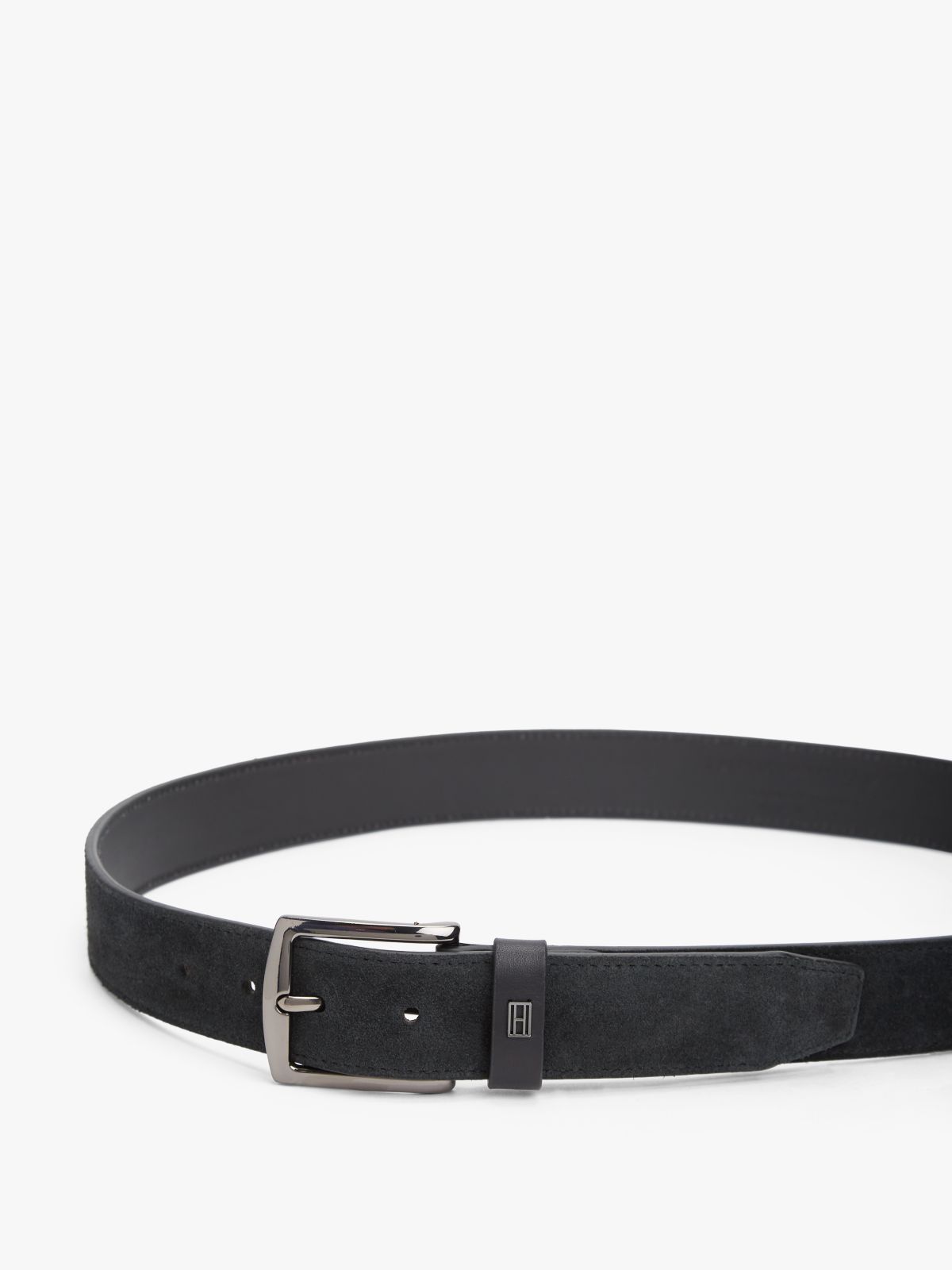 Denton Flag Plaque Suede Belt — Black