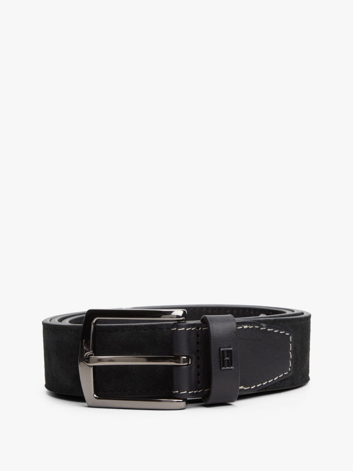 Denton Flag Plaque Suede Belt — Black