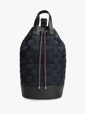 blue woven jacquard beach sling bag for men tommy hilfiger