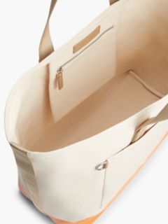 Two-Tone Canvas Beach Tote Bag — Beige 4
